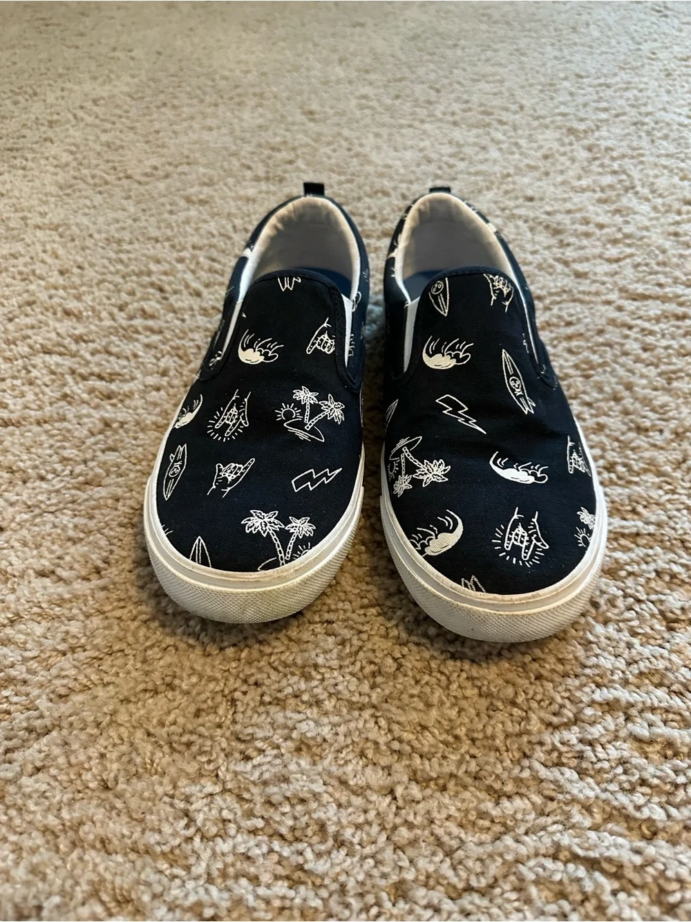 Old Navy Black Slip-On Kids Sneakers with White Graphic Print